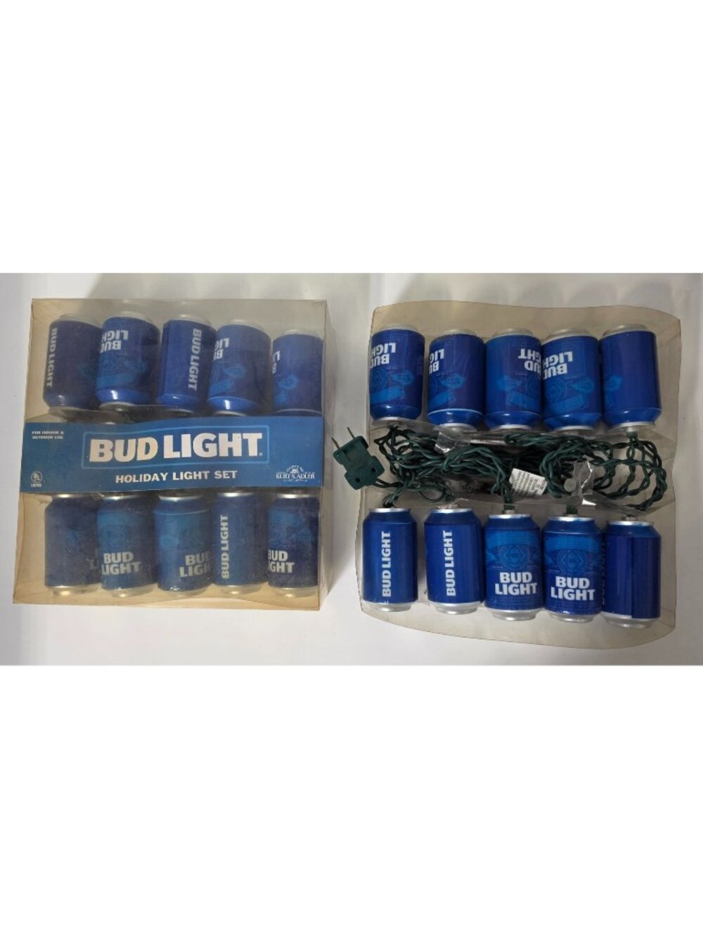 Lot of 2 Bud Light Beer Can Holiday String Light Sets Kurt Adler Tested